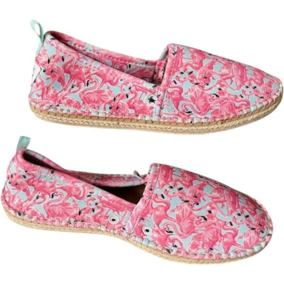 Simply Southern Flamingo Slip-On Espadrilles (Flat) - Pink/Aqua - 9 - Picture 2 of 10